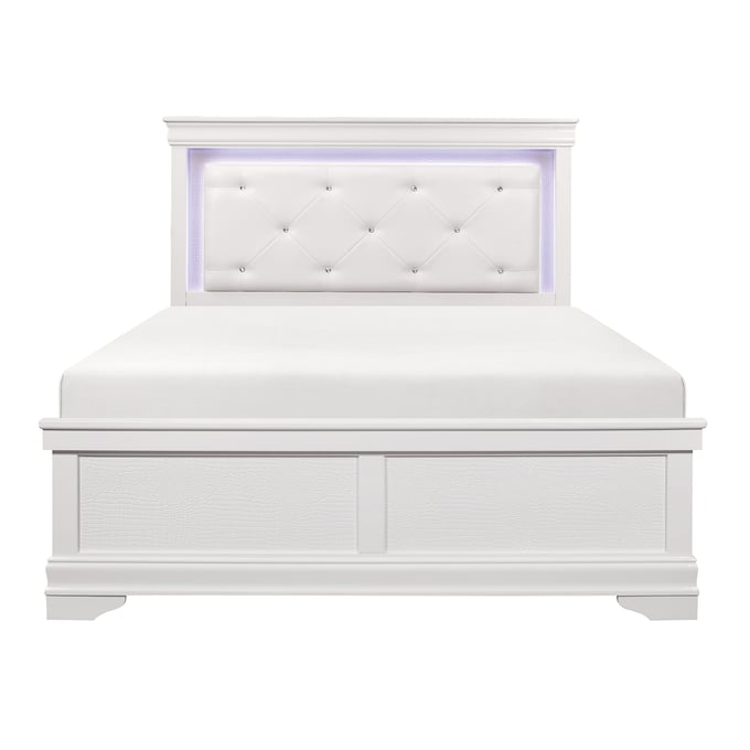 Home Elegance Lana White Queen Bed with LED Lighting HE-1556W-1