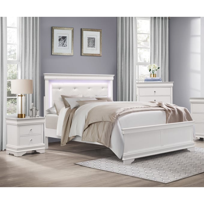 Home Elegance Lana White 2pc Bedroom Set With Queen Bed HE-1556W-1-BR-S1