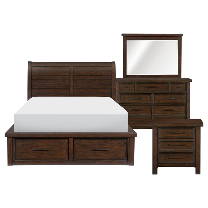 Home Elegance Logandale Brown 4pc Bedroom Set With King HE-1559K-1EK-BR-DWR-S2