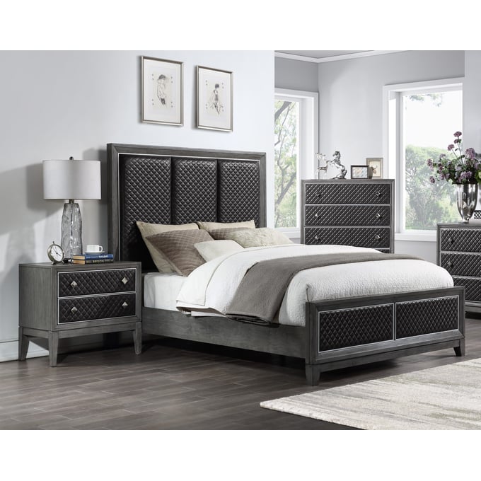 Home Elegance West End Gray 2pc Bedroom Set With King Bed HE-1566GYK-1EK-BR-S1