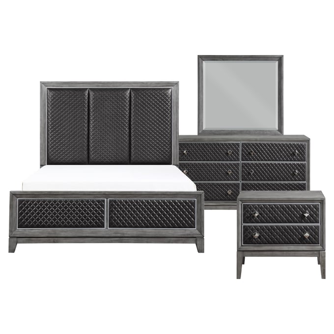 Home Elegance West End Gray 4pc Bedroom Set With Queen Bed HE-1566GY-1-BR-S2