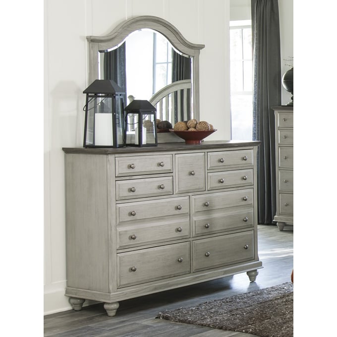 Home Elegance Mossbrook Gray Brown Dresser And Mirror HE-1568-5-DRMR