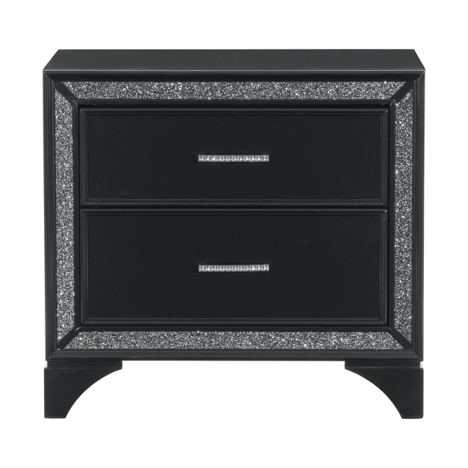 Home Elegance Salon Black Gold Silver Night Stand HE-1572BK-4