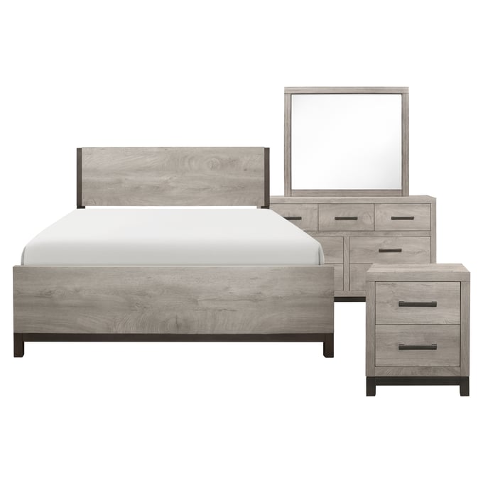 Home Elegance Zephyr Gray 4pc Bedroom Set With Queen Bed HE-1577-1-BR-S2