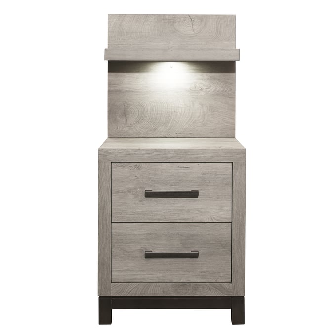 Home Elegance Zephyr Gray Night Stand with Wall Panel HE-1577-4P-SET