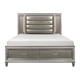 Home Elegance Tamsin Gold Silver Champagne Gray Queen Drawer Bed With LED L...