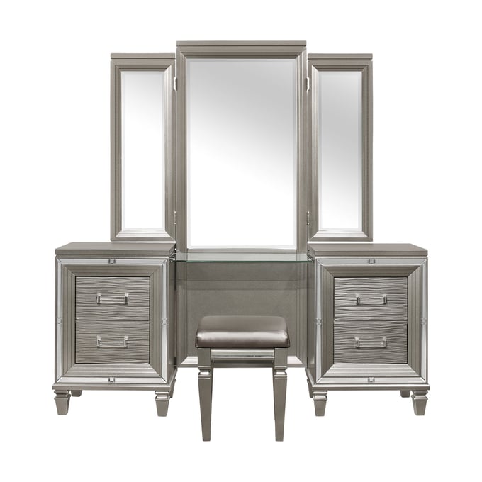 Home Elegance Tamsin Silver Grey Metallic Vanity Set HE-1616-VN-SET