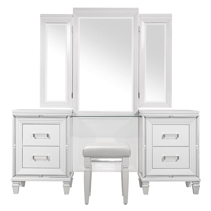 Home Elegance Tamsin White Transparent Vanity Set HE-1616W-15-VANTY-SET