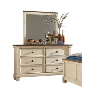 Home Elegance Weaver Antique White Rosy Brown Dresser and Mirror