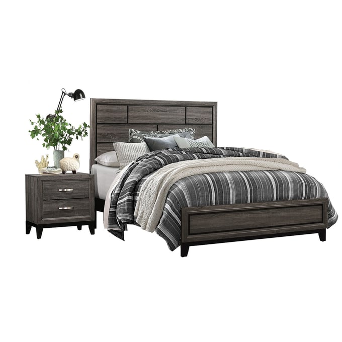 Home Elegance Davi Gray 4pc Bedroom Set With Full Bed HE-1645-BR-S6