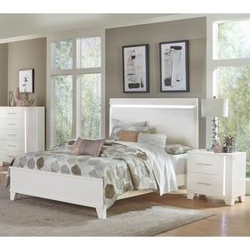 Home Elegance Kerren White High Gloss 4pc Bedroom Set With King Bed