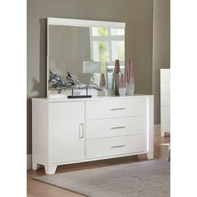 Home Elegance Kerren White High Gloss Dresser and Mirror