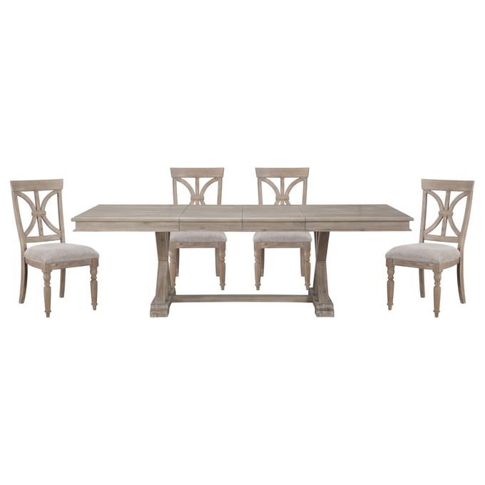 Home Elegance Cardano Light Brown Gray 5pc Dining Room Set HE-1689BR-96-5-SET