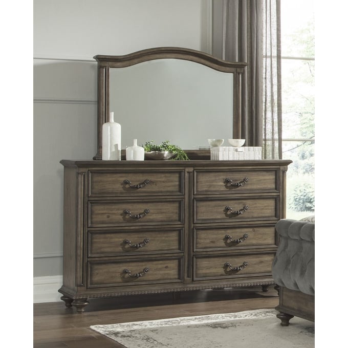 Home Elegance Rachelle Brown Gray Dresser And Mirror HE-1693-5-DRMR