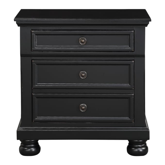 Home Elegance Laurelin Black Hidden Drawer Night Stand HE-1714BK-4