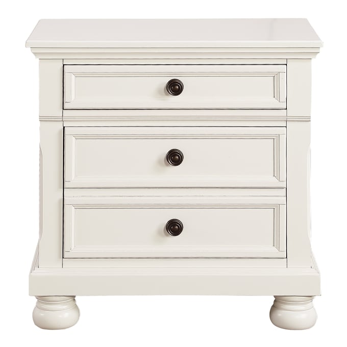 Home Elegance Laurelin White Hidden Drawer Night Stand HE-1714W-4