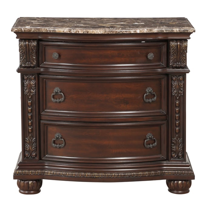 Home Elegance Cavalier Cherry Marble Top Night Stand HE-1757-4