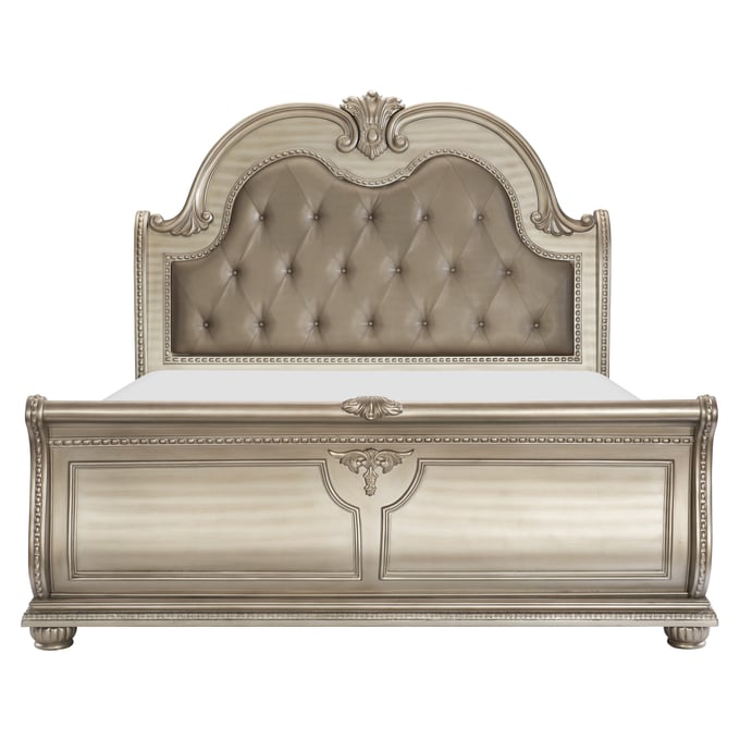 Home Elegance Cavalier Gold Silver Champagne Queen Bed HE-1757SV-1