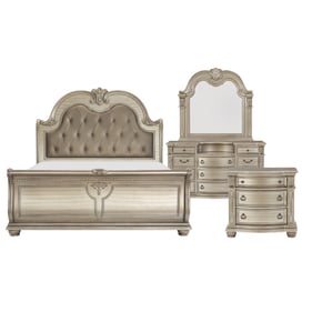 Home Elegance Cavalier Gold Silver Champagne 4pc Bedroom Set With King Bed