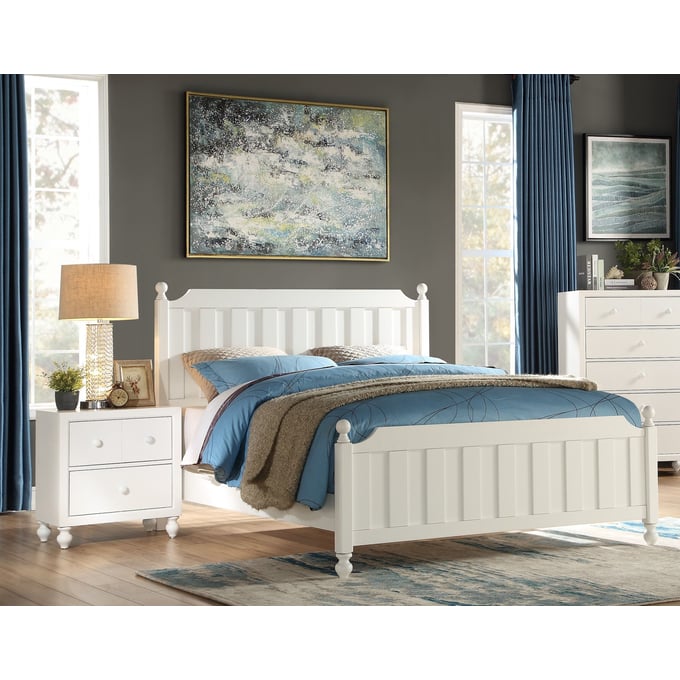 Home Elegance Wellsummer White 2pc Bedroom Set with Queen Bed HE-1803-BR-S6