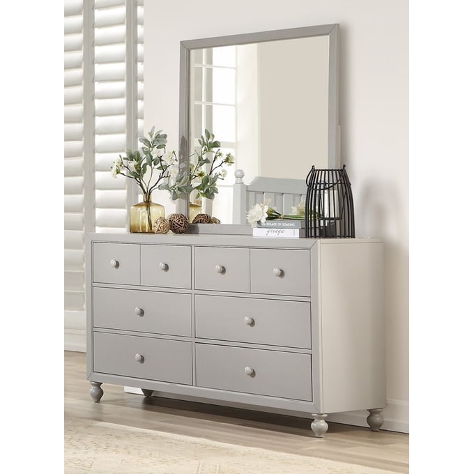 Home Elegance Wellsummer Dresser and Mirror HE-1803GY-DRMR