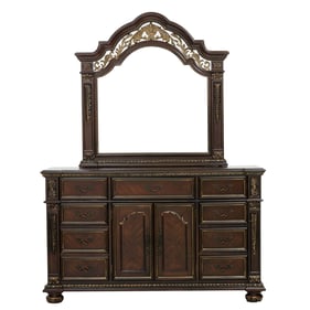 Home Elegance Catalonia Cherry Dresser and Mirror