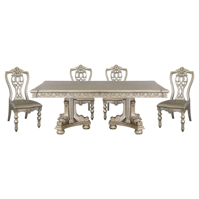 Home Elegance Catalonia Gold Silver Champagne 5pc Dining Room Set HE-1824PG-112-5-SET