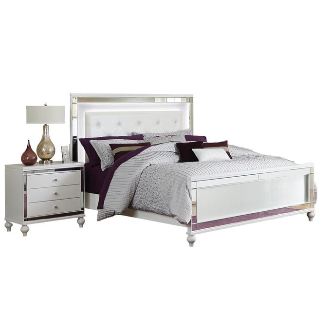 Home Elegance Alonza White 2pc Bedroom Set with King Bed HE-1845-BR-S4