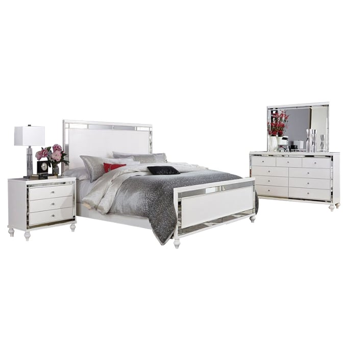 Home Elegance Alonza White 4pc Bedroom Set With King Bed HE-1845-BR-S6