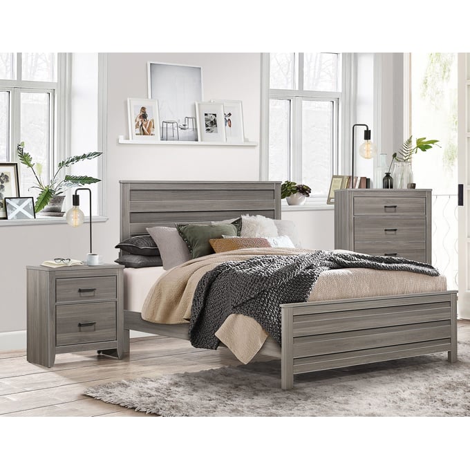 Home Elegance Waldorf Dark Gray 4pc Bedroom Set With Full Bed HE-1902-BR-S6