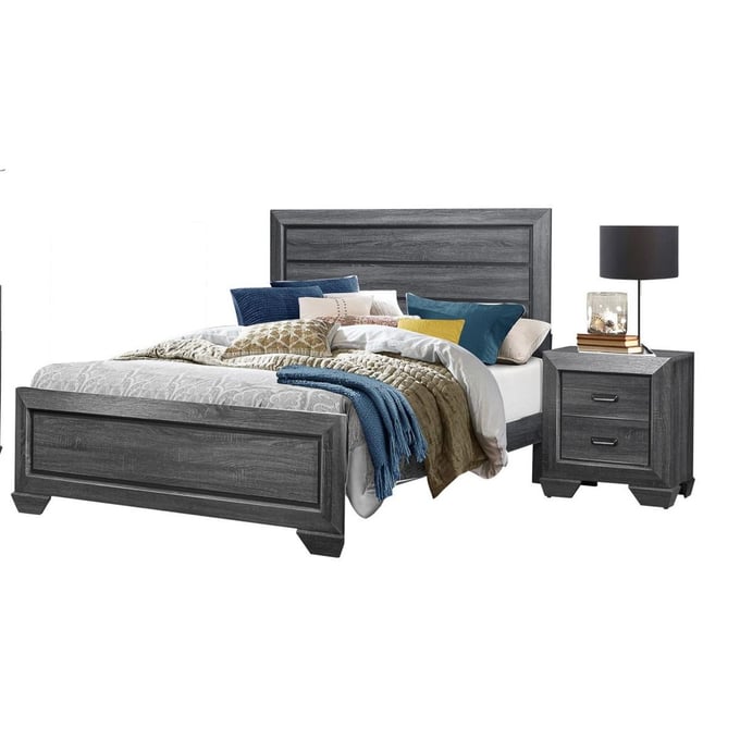 Home Elegance Beechnut Gray 4pc Bedroom Set With King Bed HE-1904-BR-S14