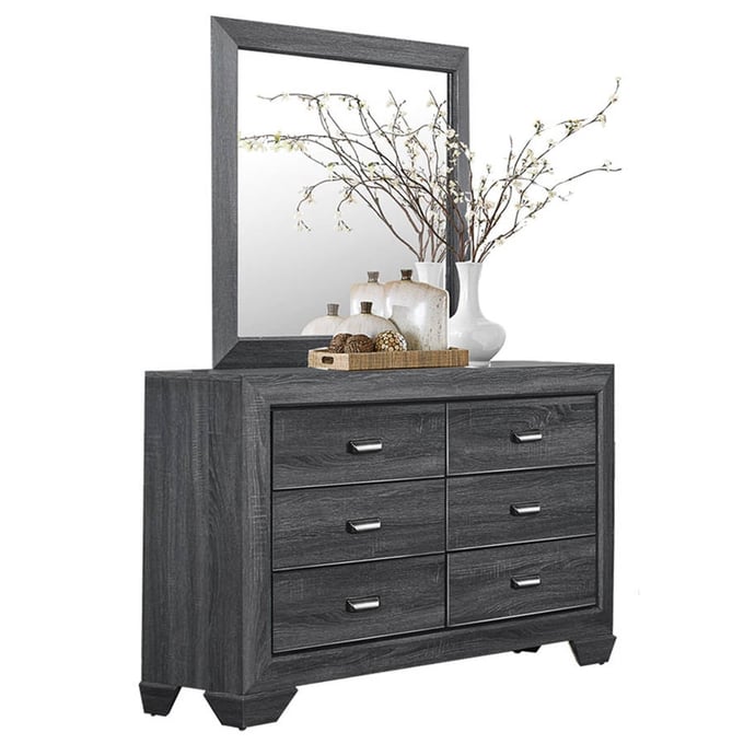 Home Elegance Beechnut Gray Dresser and Mirror HE-1904GY-DRMR