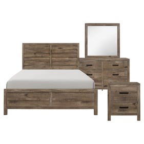 Home Elegance Mandan Brown Natural 4pc Kids Bedroom Set With Full Bed