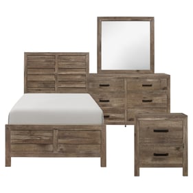 Home Elegance Mandan Brown Natural 4pc Kids Bedroom Set With Twin Bed