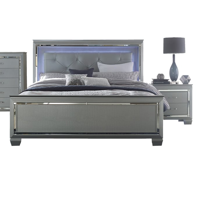 Home Elegance Allura Silver 2pc Bedroom Set with King Bed HE-1916-BR-S2