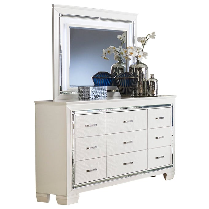 Home Elegance Allura White Dresser and Mirror HE-1916W-DRMR