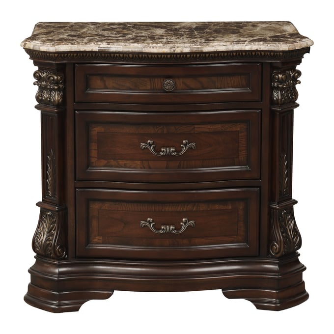 Home Elegance Antoinetta Cherry Marble Top Night Stand HE-1919-4