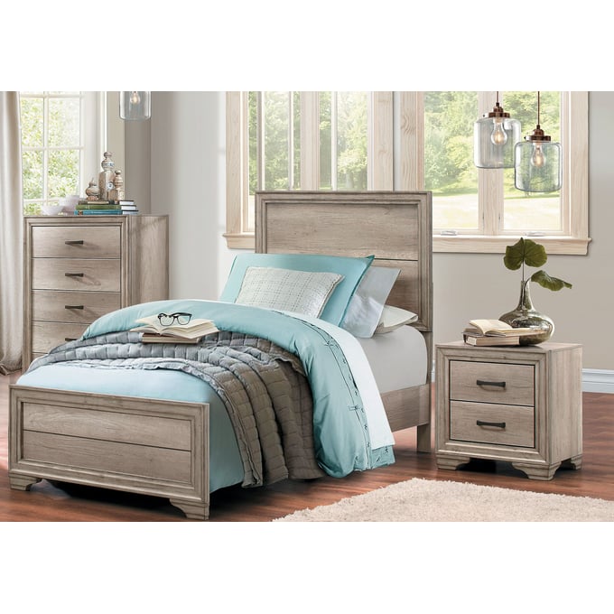 Home Elegance Lonan Melamine 2pc Bedroom Set with Twin Bed HE-1955-BR-S1