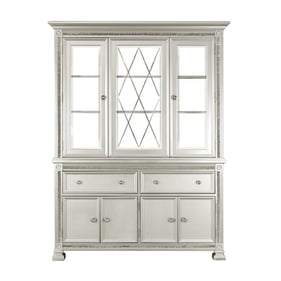 Home Elegance Bevelle Gold Silver Champagne Gray Buffet and Hutch