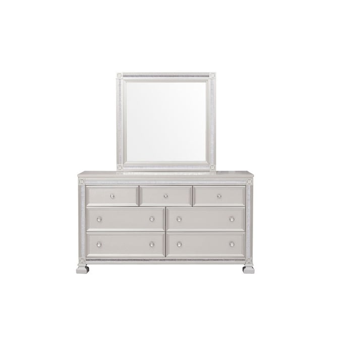 Home Elegance Bevelle Silver Dresser and Mirror HE-1958-DRMR