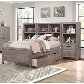 Home Elegance Woodrow Gray Platform Storage Bed With 2 Pier Night Stands