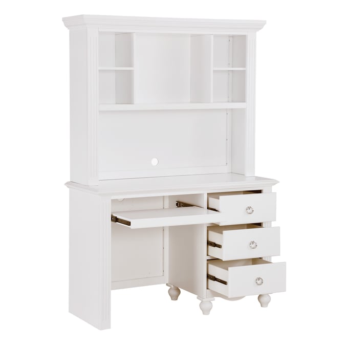 Just Home White Writing Desk with Hutch