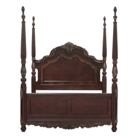 Home Elegance Deryn Park Cherry Metallic Accent Queen Poster Bed