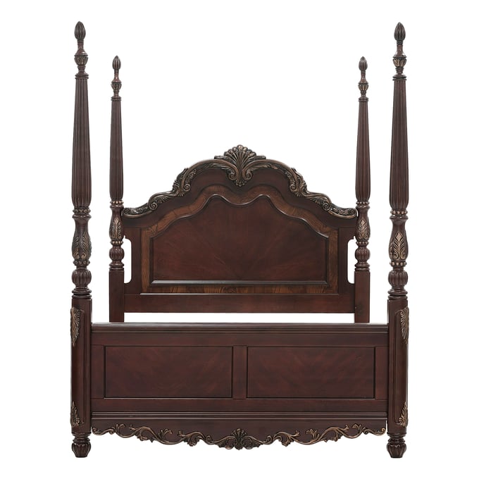 Home Elegance Deryn Park Cherry Metallic Accent Queen Poster Bed HE-2243-1