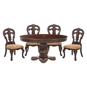 Home Elegance Deryn Park Cherry Metallic 5pc Dining Room Set