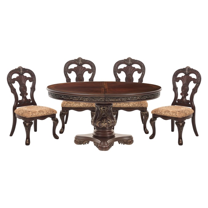 Home Elegance Deryn Park Cherry Metallic 5pc Dining Room Set HE-2243-76-5