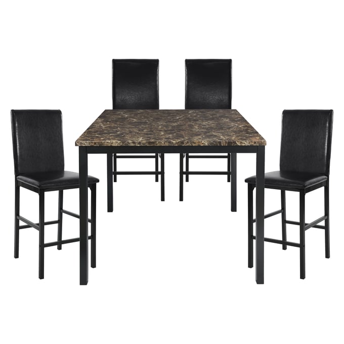 Home Elegance Tempe Brown Black 5pc Counter Height Set HE-2601-BAR-S1