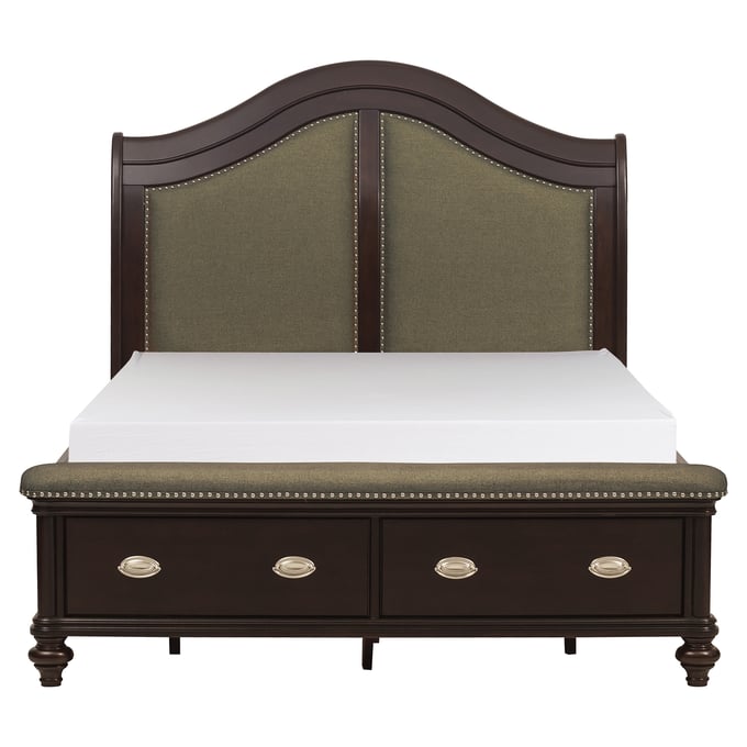 Home Elegance Marston Cherry Queen Sleigh Platform Bed HE-2615DC-1