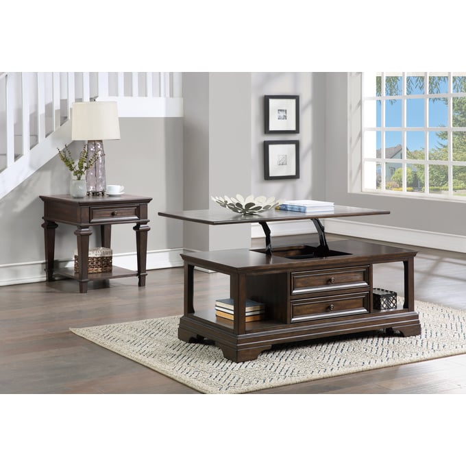 Home Elegance Tobias Brown 3pc Coffee Table Set HE-3681-30-OCT-S1