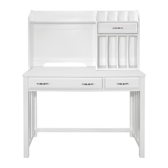 Home Elegance Blanche White Desk with Hutch HE-4522WH-14-SET